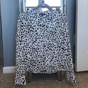 NWOT Topshop black and white blouse sz 2